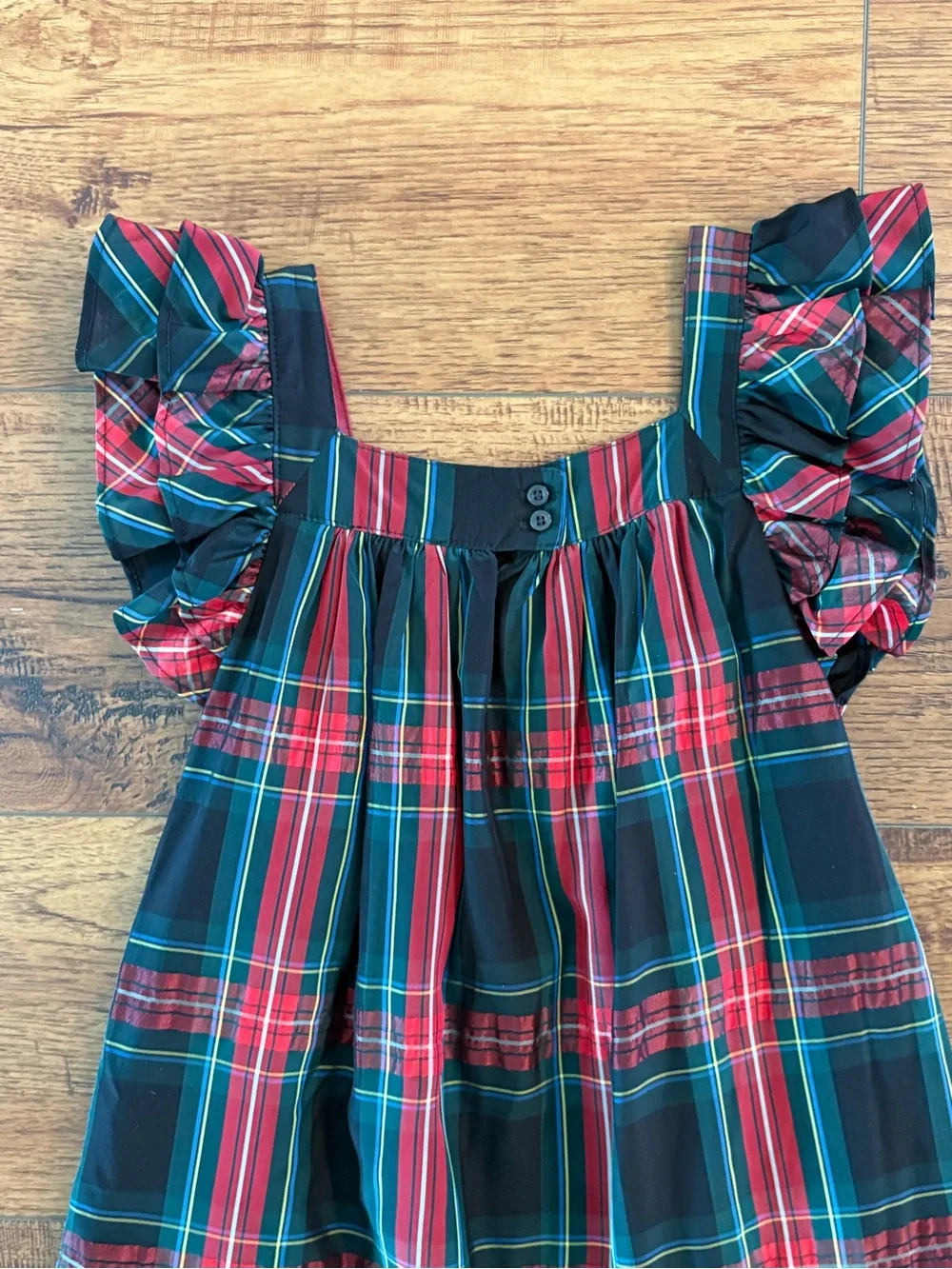 Vineyard Vines Girls XS Holiday Tartan Plaid Ruffle Sleeve Dress